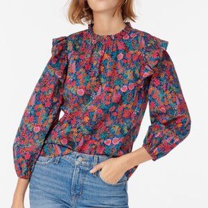 J. Crew Flutter-sleeve top in Liberty® Ciara print NWT Size Medium